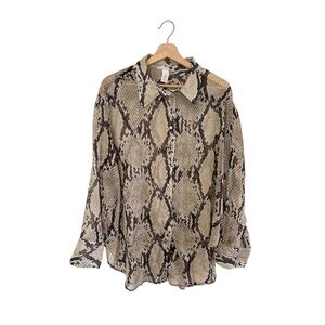 H&M Chiffon Snake Print Button-Up Blouse